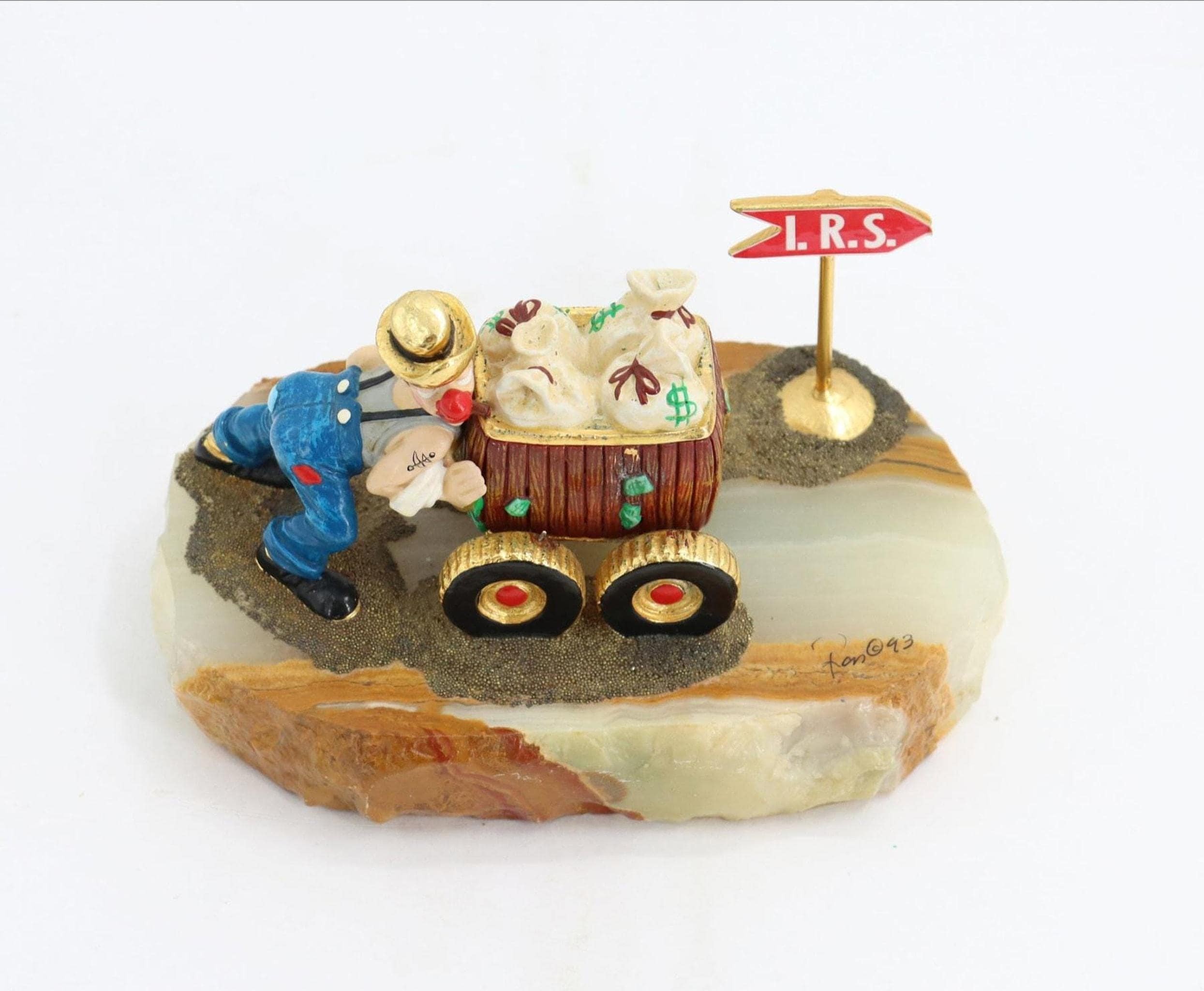 Ron Lee Hand-Painted Pewter and Onyx Clown Figurine | Whimsical Circus Memorabilia,, view 8