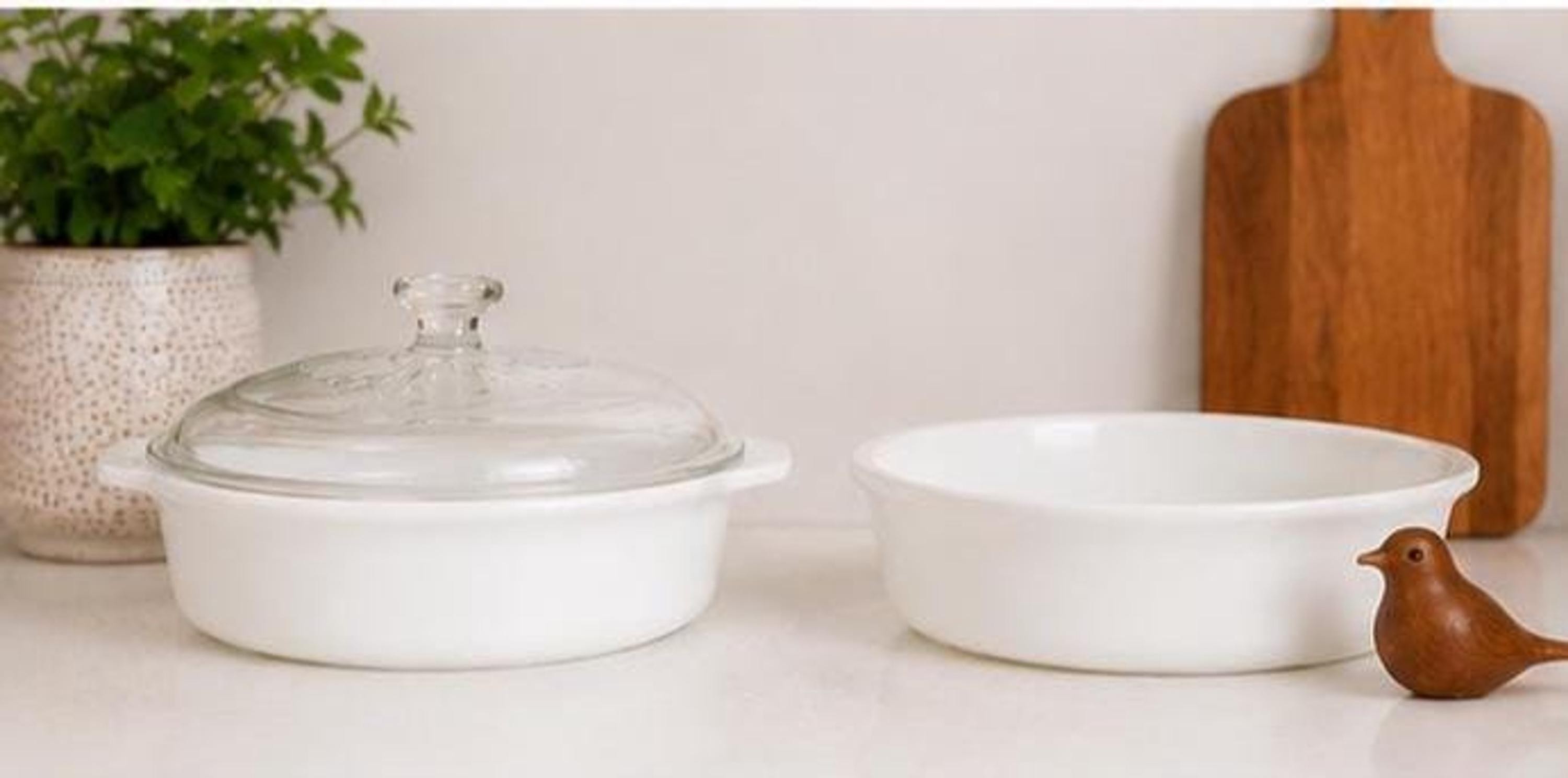 Vintage Pyrex White Casserole Dish with Glass Lid | Collectible Bakeware, view 2