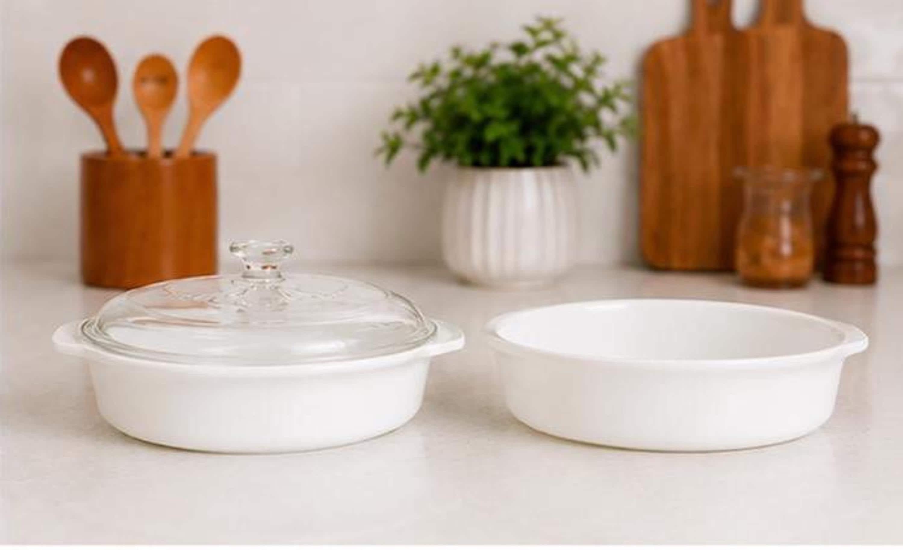 Vintage Pyrex White Casserole Dish with Glass Lid | Collectible Bakeware, view 4