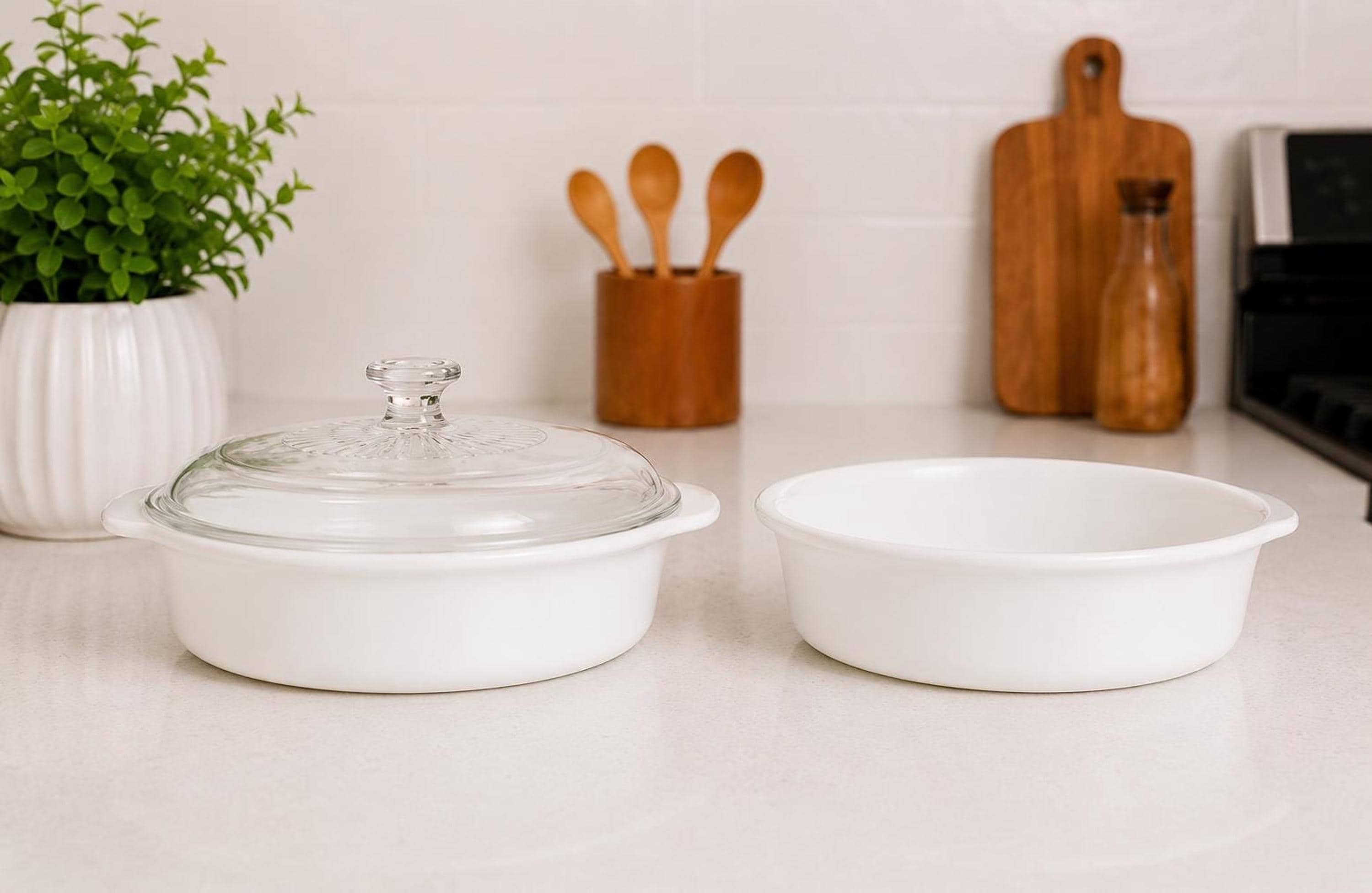 Vintage Pyrex White Casserole Dish with Glass Lid | Collectible Bakeware, view 6
