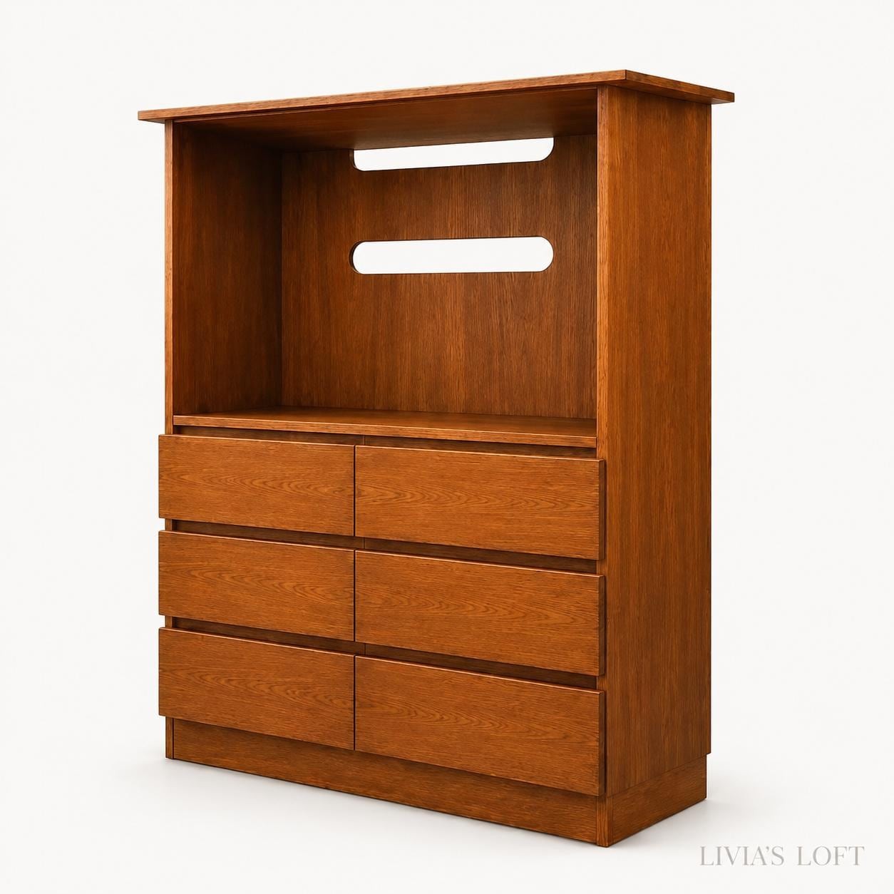 Teak Media Chest with Six Drawers, Danish Modern TV Armoire, view 5