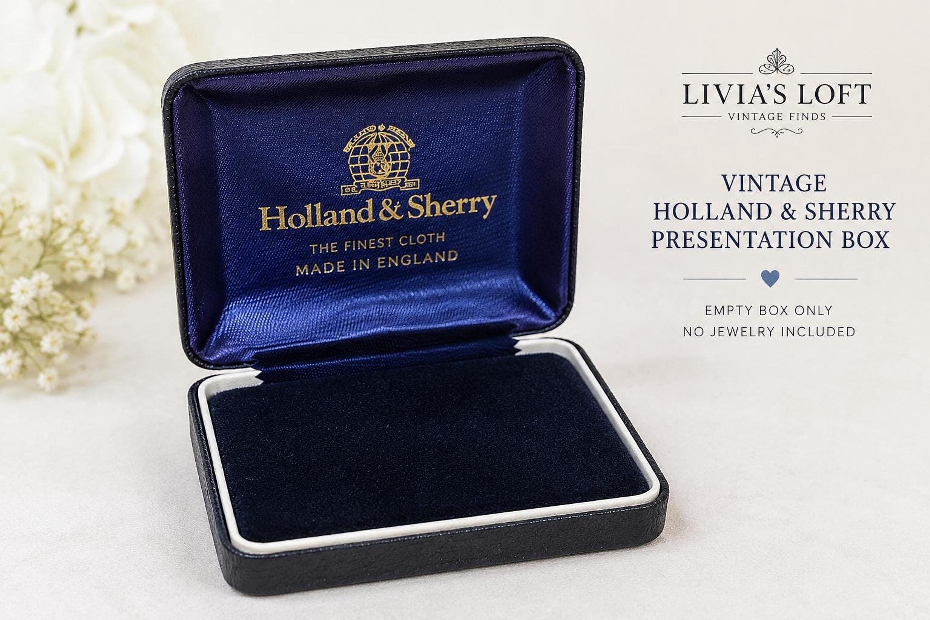Vintage Jewelry Box, Holland & Sherry Presentation Case with Blue Satin Lining
