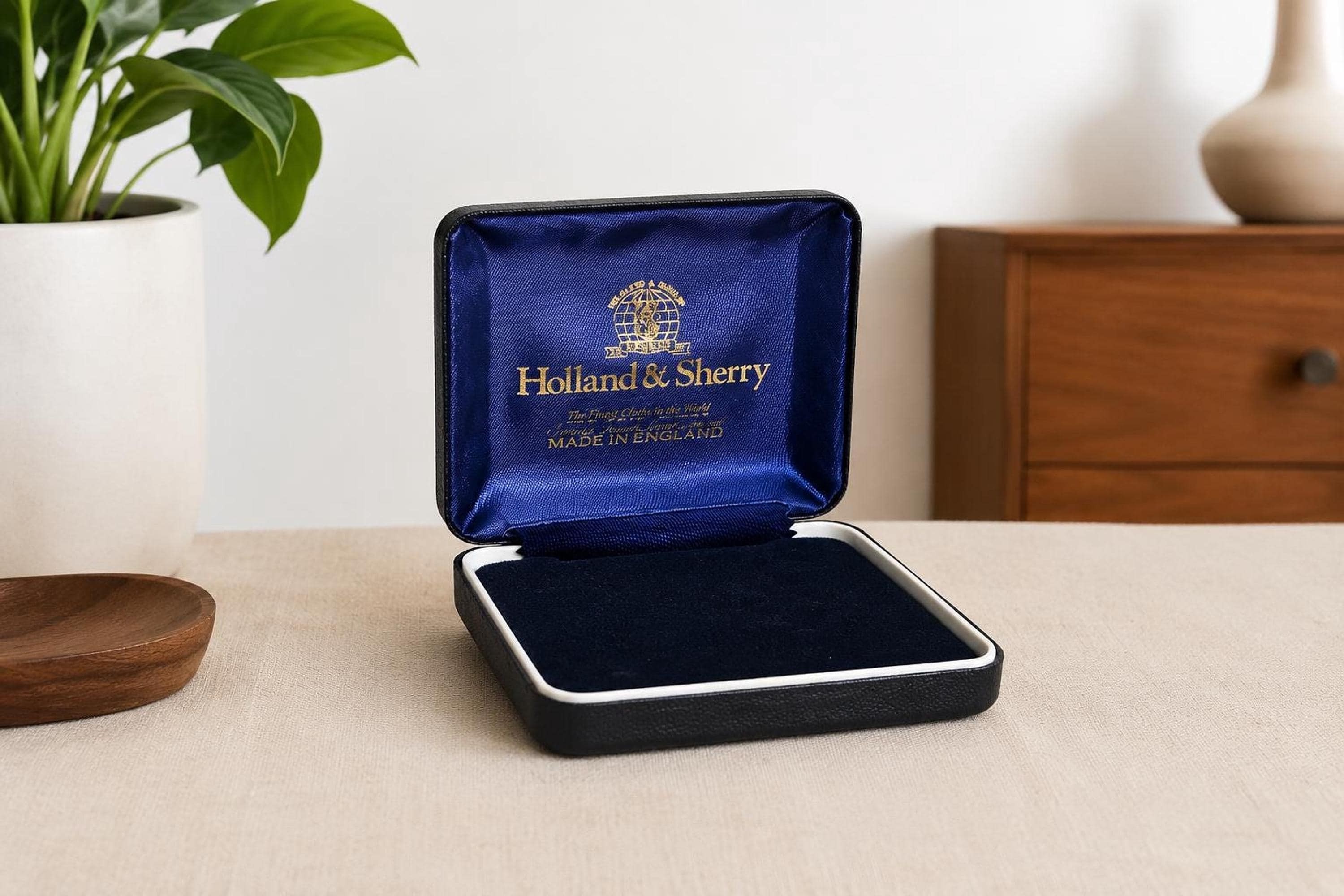 Vintage Jewelry Box, Holland & Sherry Presentation Case with Blue Satin Lining, view 2