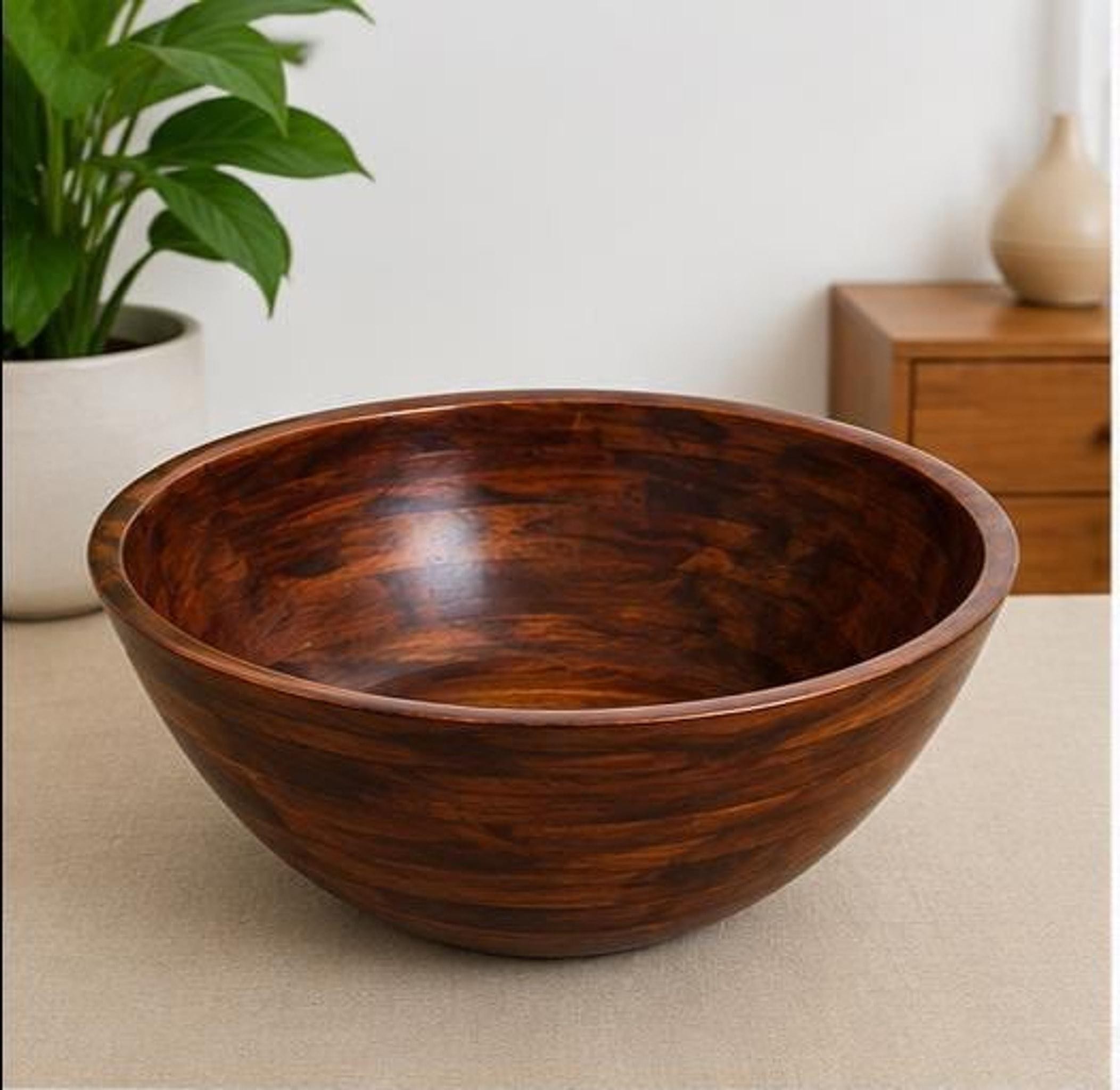 Monkey Pod Bowl, Large Hand-Turned Tropical Hardwood Serving Piece, view 1