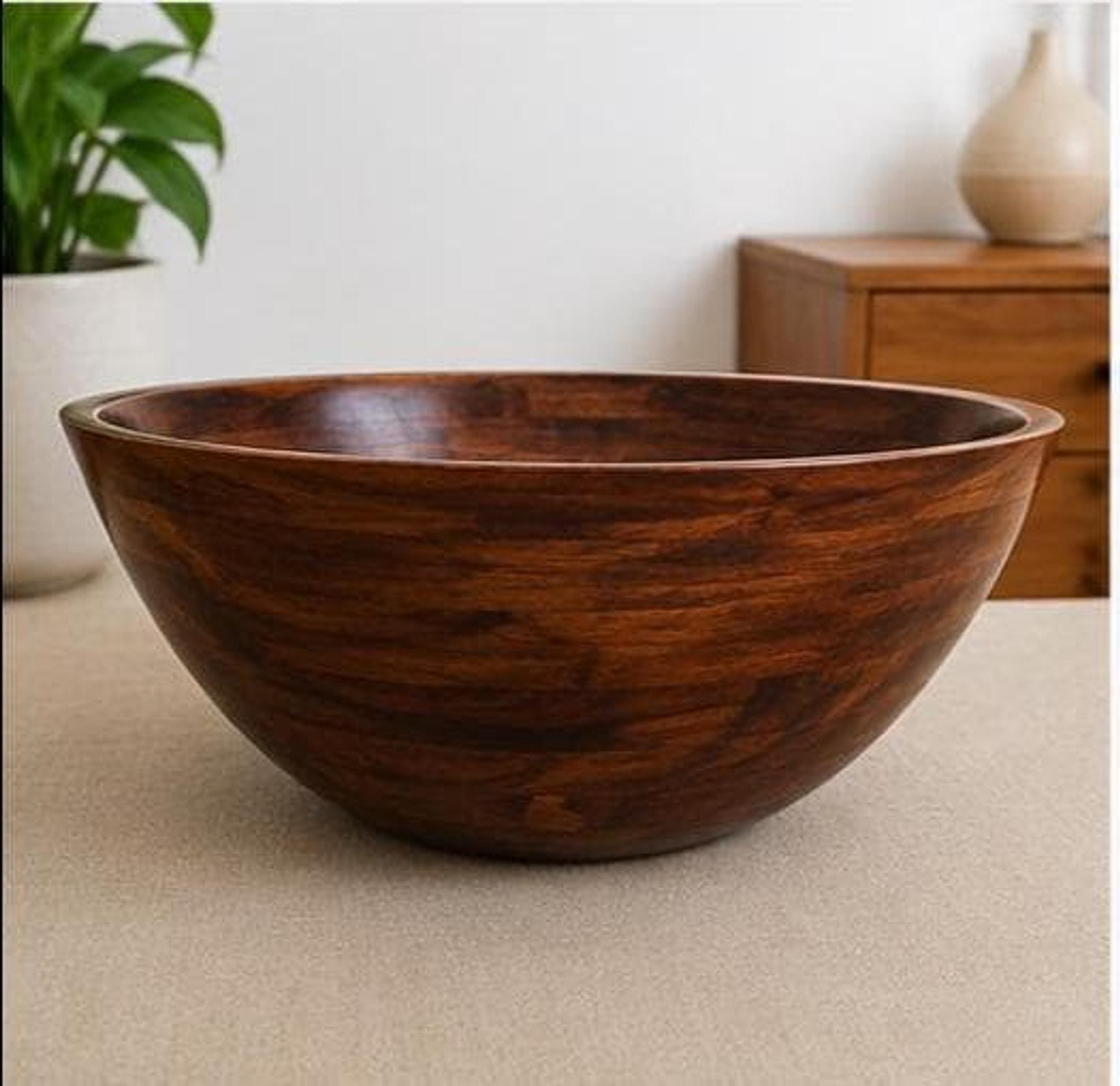 Monkey Pod Bowl, Large Hand-Turned Tropical Hardwood Serving Piece, view 4