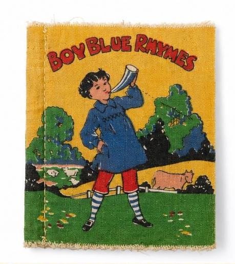 Vintage Boy Blue Rhymes Cloth Book, McLoughlin Bros. Nursery Rhyme Textile Children's Book, view 2