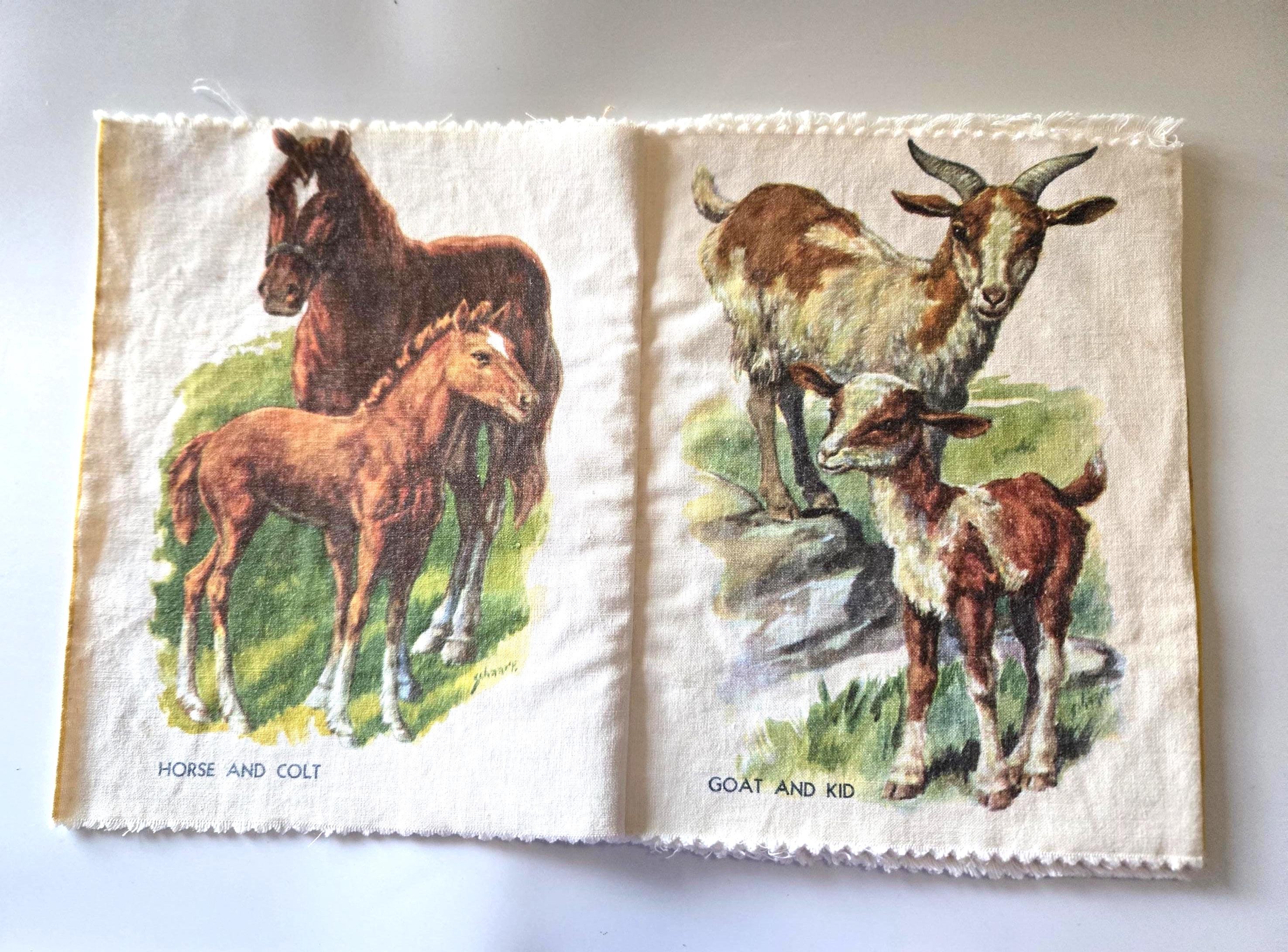 Vintage Animals Cloth Washable Children Book Schaarn Illustrator Dog Cat Horse Goat Cow Squirrel, view 2