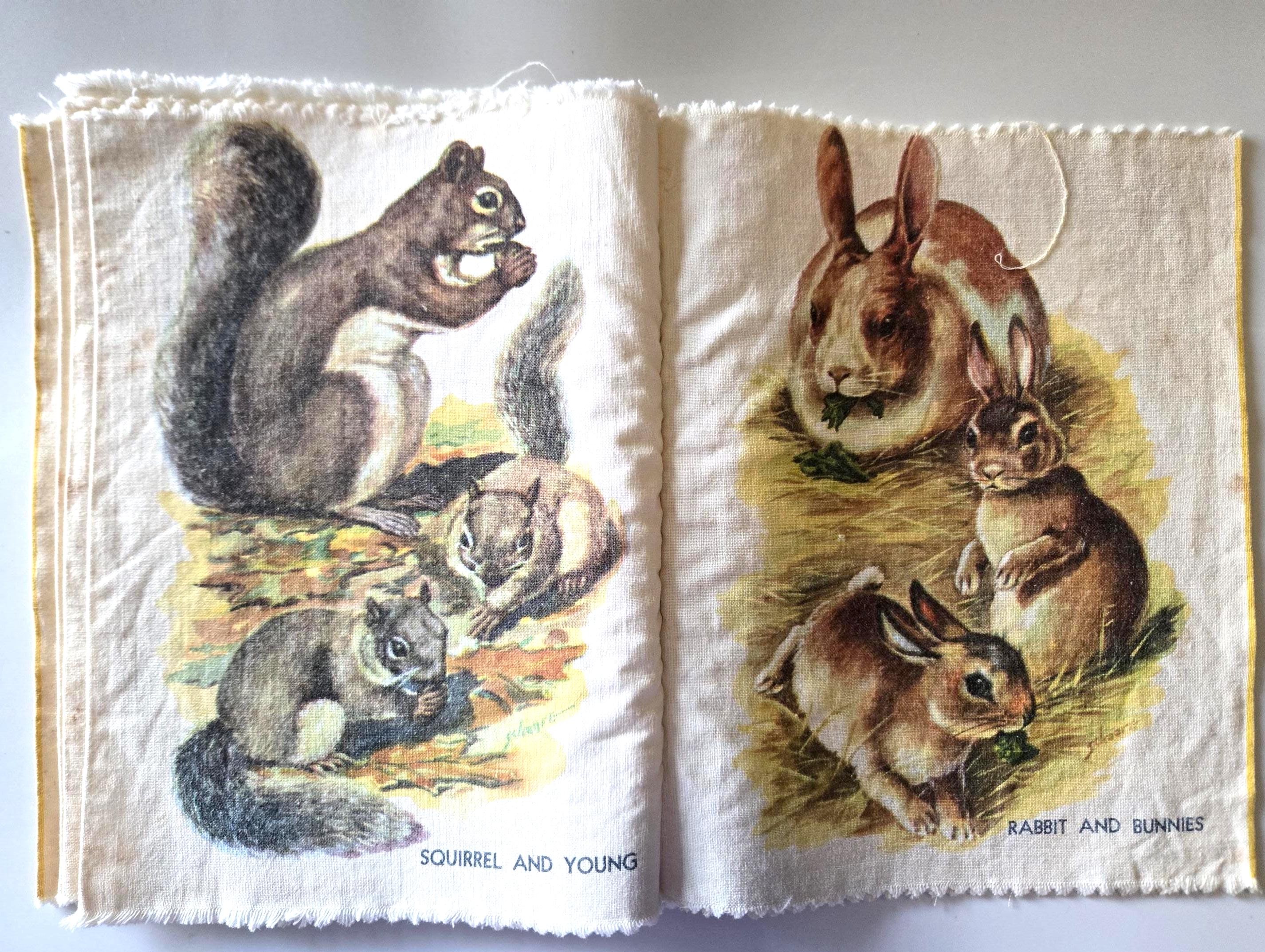 Vintage Animals Cloth Washable Children Book Schaarn Illustrator Dog Cat Horse Goat Cow Squirrel, view 3