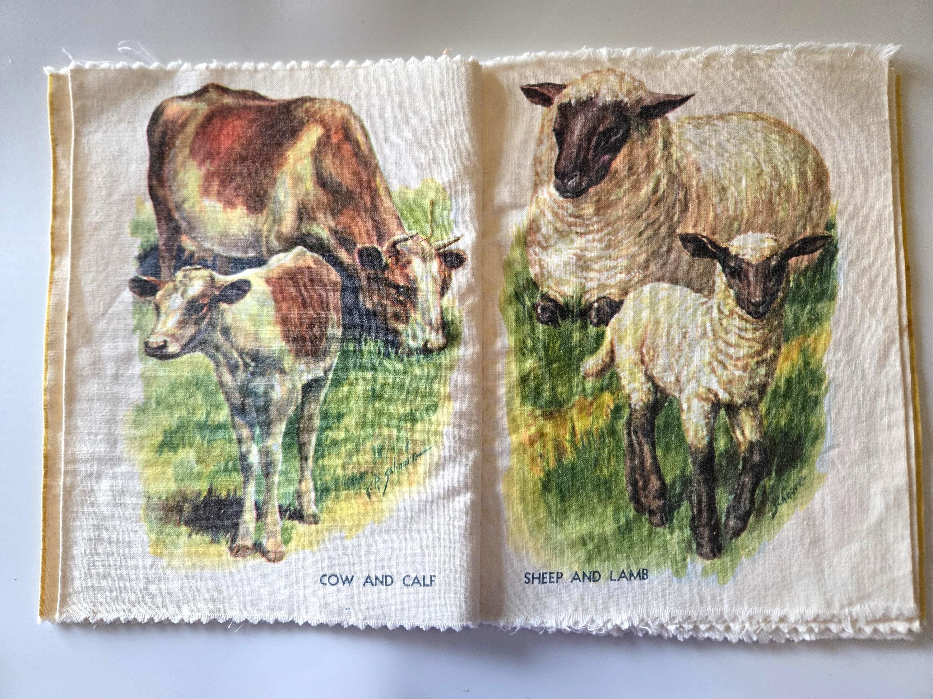 Vintage Animals Cloth Washable Children Book Schaarn Illustrator Dog Cat Horse Goat Cow Squirrel, view 4