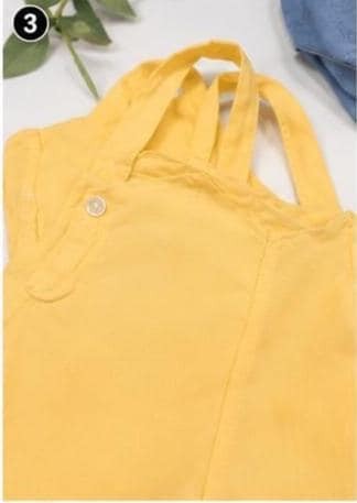 Vintage 1950s Baby Boys Yellow Outfit Set | Lace Collar Shirt, Suspender Shorts Size 3, view 3