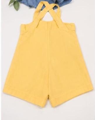 Vintage 1950s Baby Boys Yellow Outfit Set | Lace Collar Shirt, Suspender Shorts Size 3, view 5