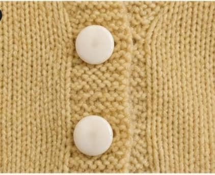 1950s Hand Knit Baby Cardigan Sweater | Mustard Button Front V-Neck Knit, view 3