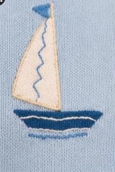 Vintage Baby Boy Sailboat Cardigan Sweater | 1950s Embroidered Knit Toddler Top, view 3