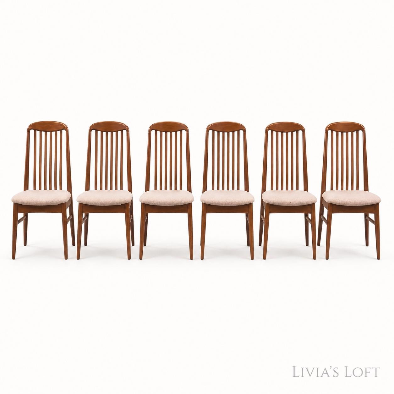 Benny Linden Danish Chairs Set of 6, Vintage Teak Dining