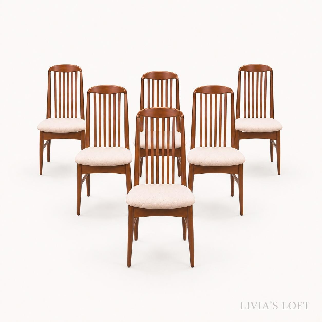 Benny Linden Danish Chairs Set of 6, Vintage Teak Dining, view 4