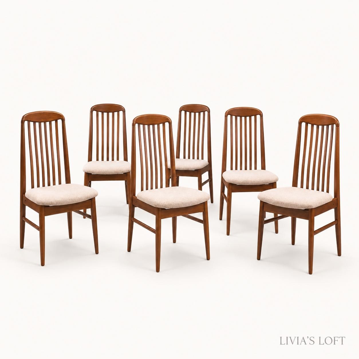 Benny Linden Danish Chairs Set of 6, Vintage Teak Dining, view 5