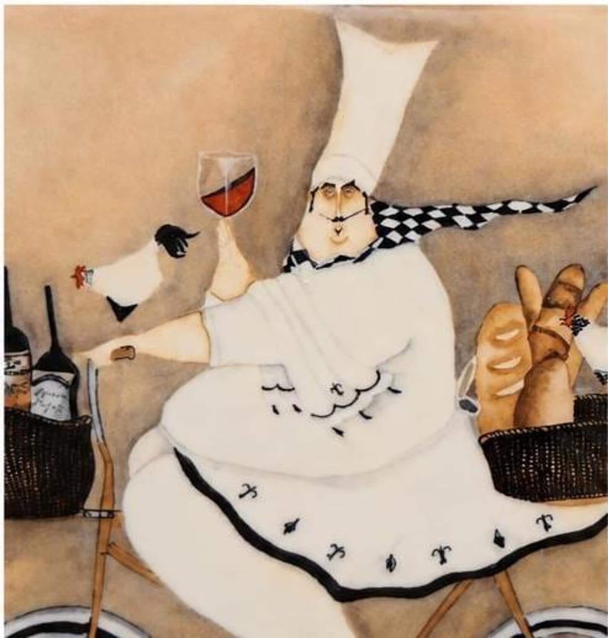 Framed Ceramic Art Tile with Whimsical French Chef on Bicycle, view 6