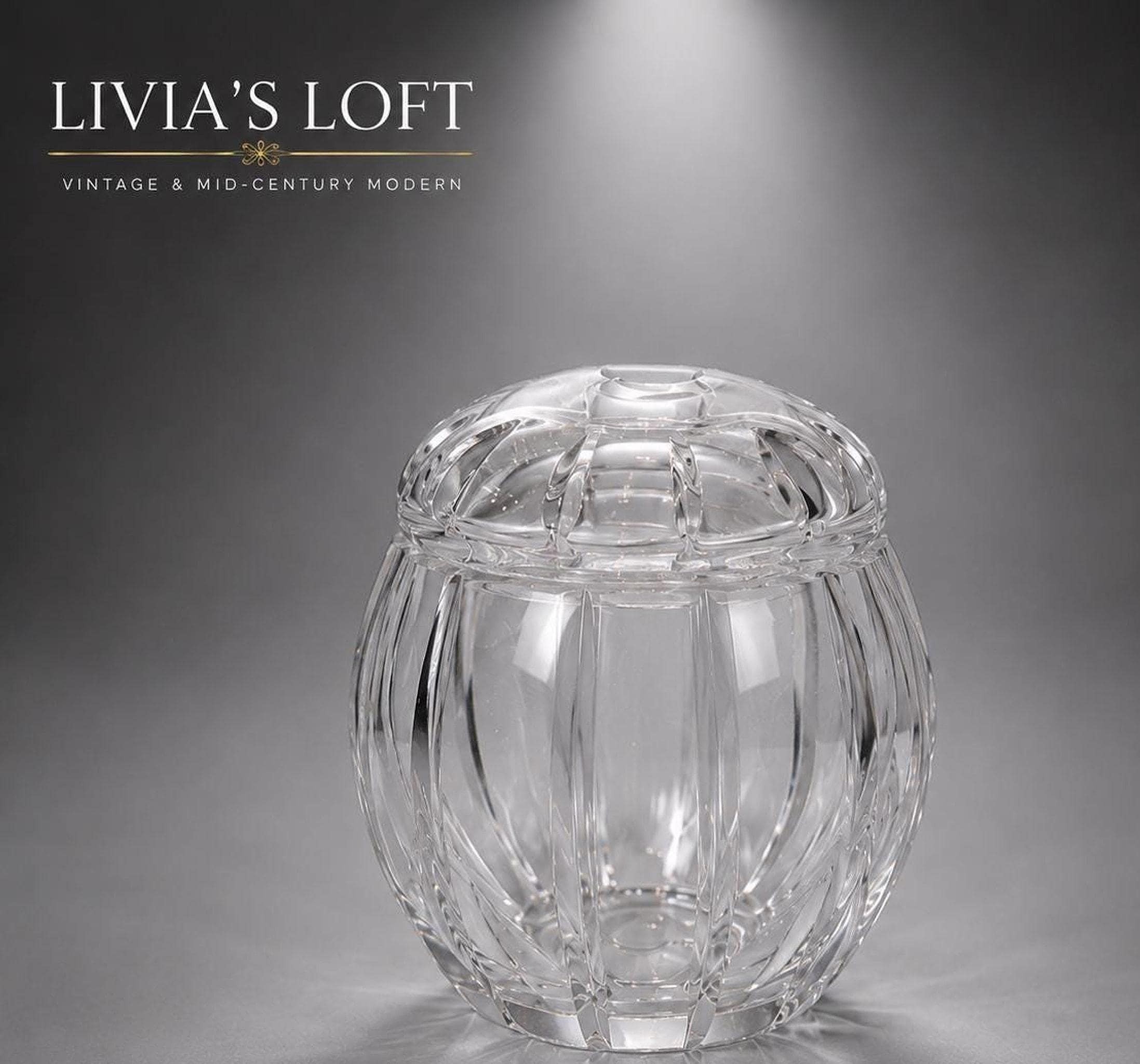 Czech Crystal Covered Bowl, Vintage Hand Cut 24% Lead