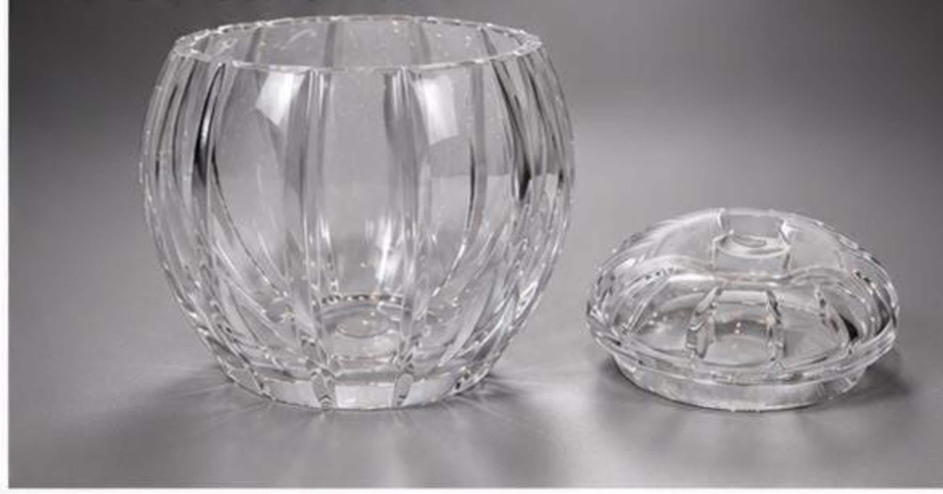 Czech Crystal Covered Bowl, Vintage Hand Cut 24% Lead, view 2