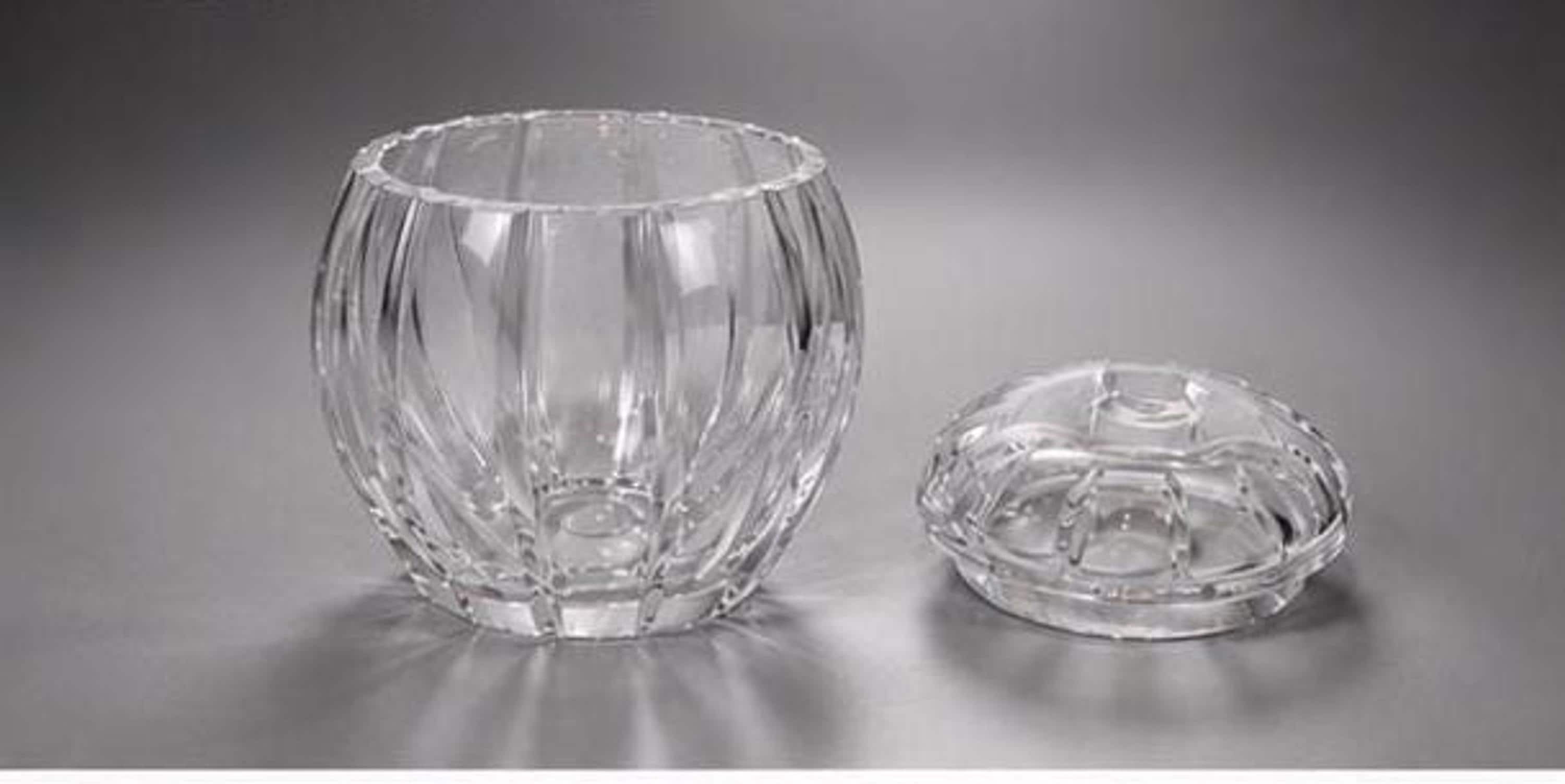 Czech Crystal Covered Bowl, Vintage Hand Cut 24% Lead, view 3