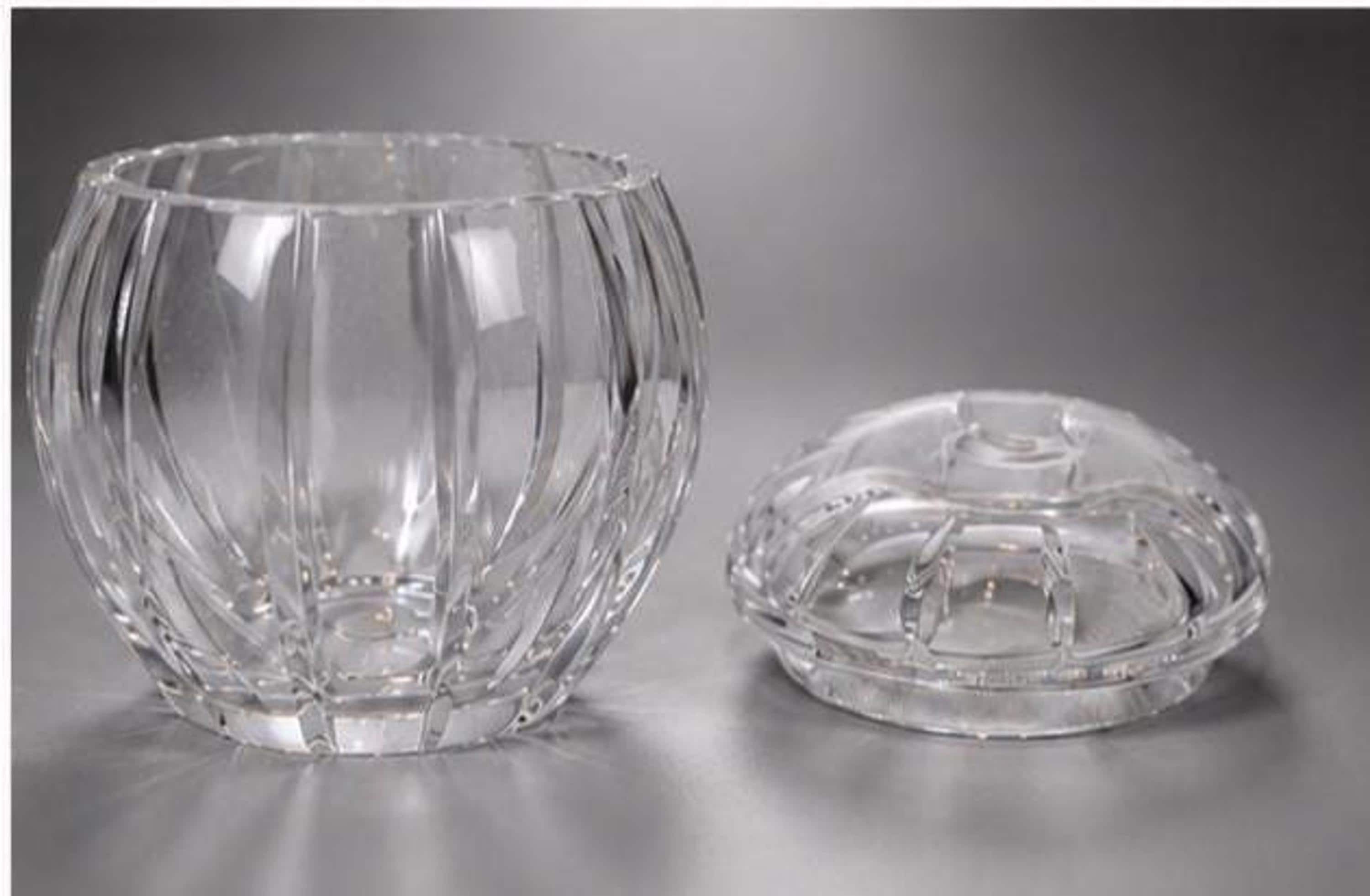 Czech Crystal Covered Bowl, Vintage Hand Cut 24% Lead, view 4