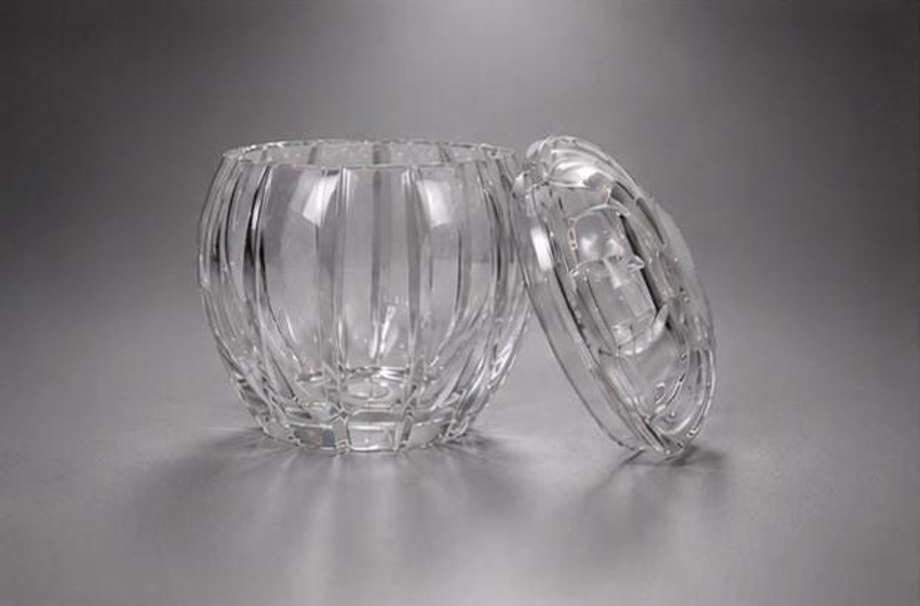 Czech Crystal Covered Bowl, Vintage Hand Cut 24% Lead, view 5