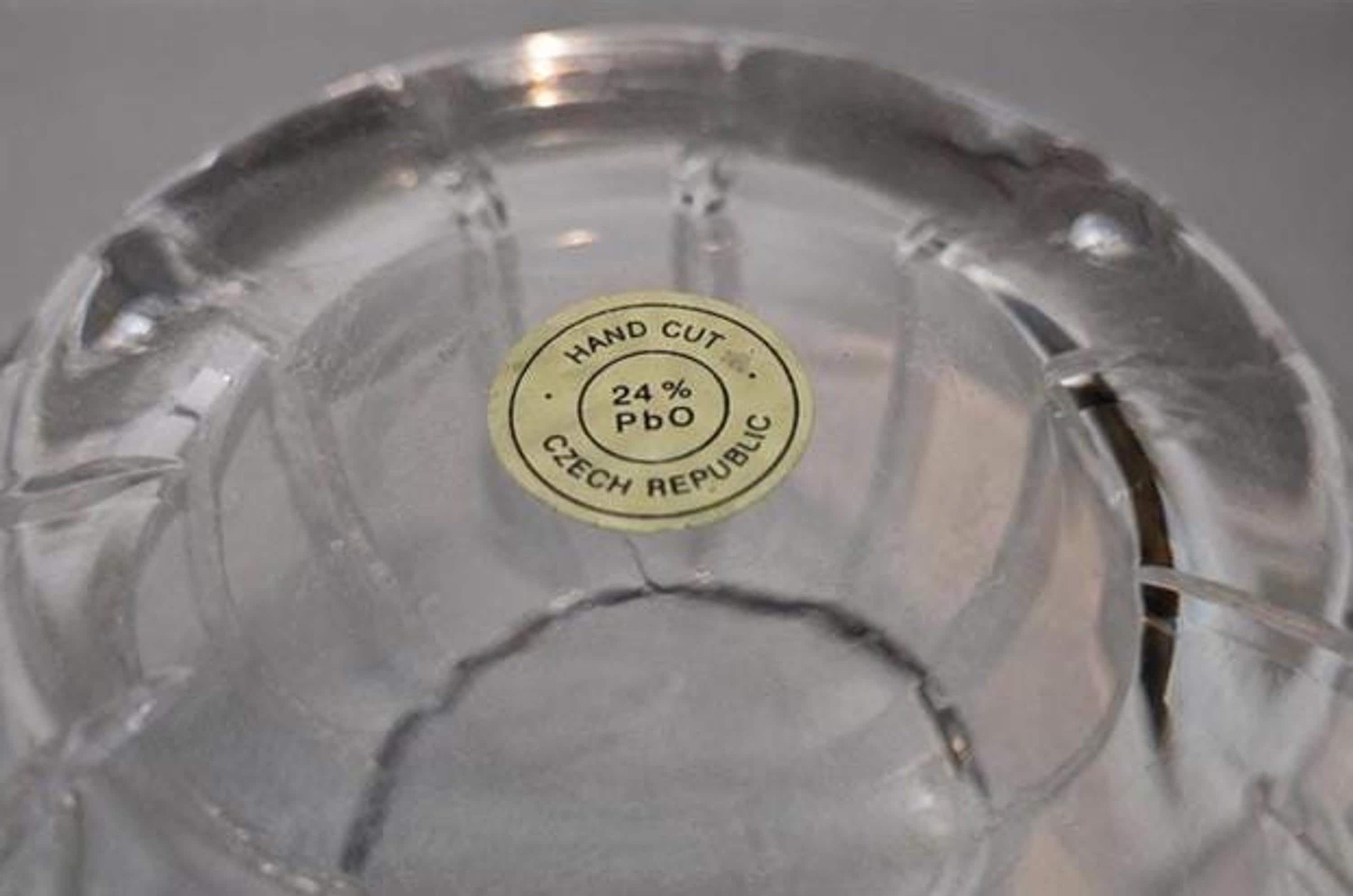 Czech Crystal Covered Bowl, Vintage Hand Cut 24% Lead, view 6