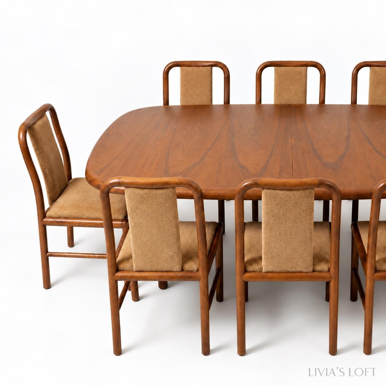 Danish Teak Dining Set, Extendable Table with 8 Dining Chairs, Mid Century Modern Scandinavian Furniture, Vintage Denmark Design, view 4
