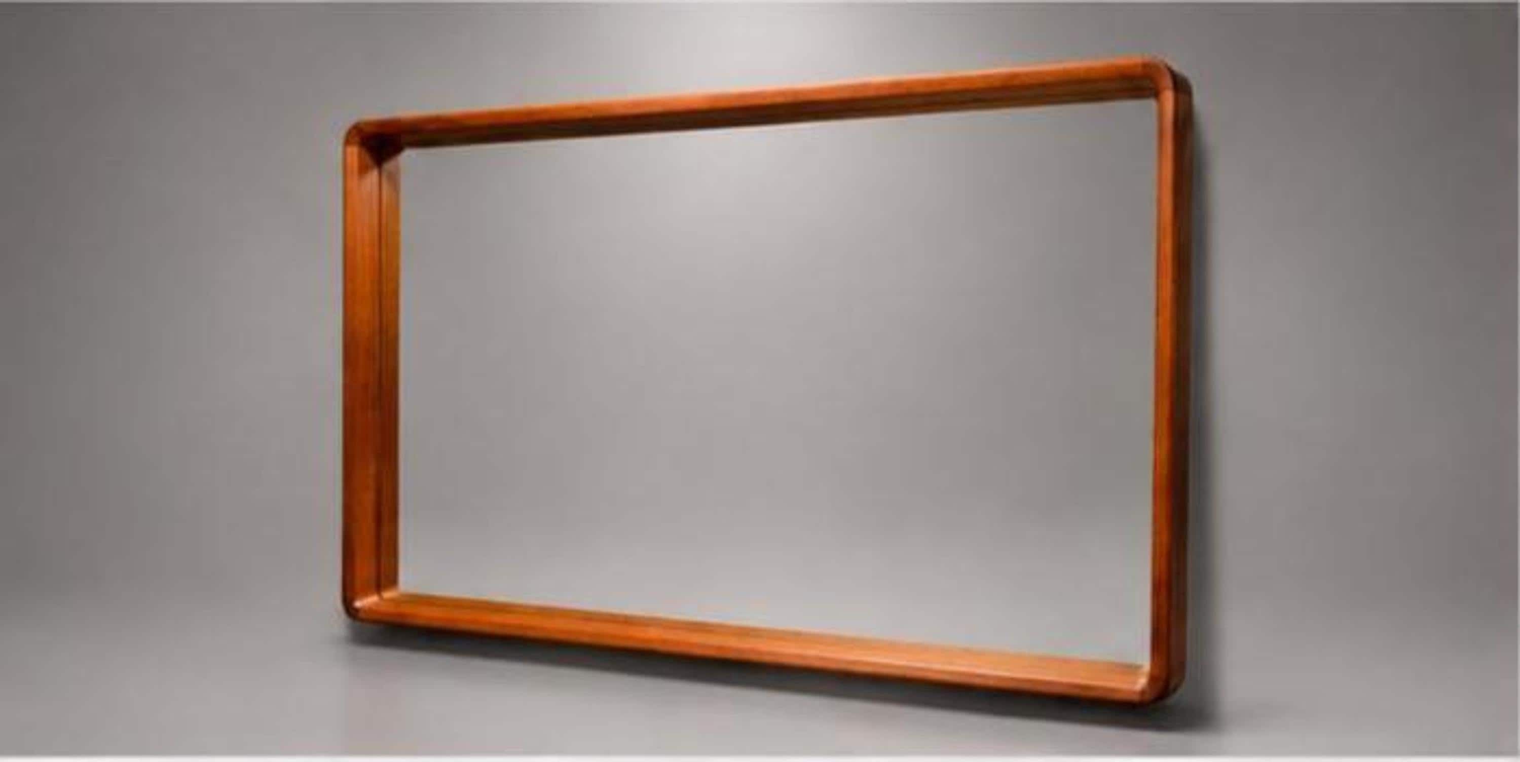 Vintage Westnofa Teak , Danish Modern Rectangular Mirror , Mid Century Wood Frame Made in Denmark, Scandinavian Decor, view 3