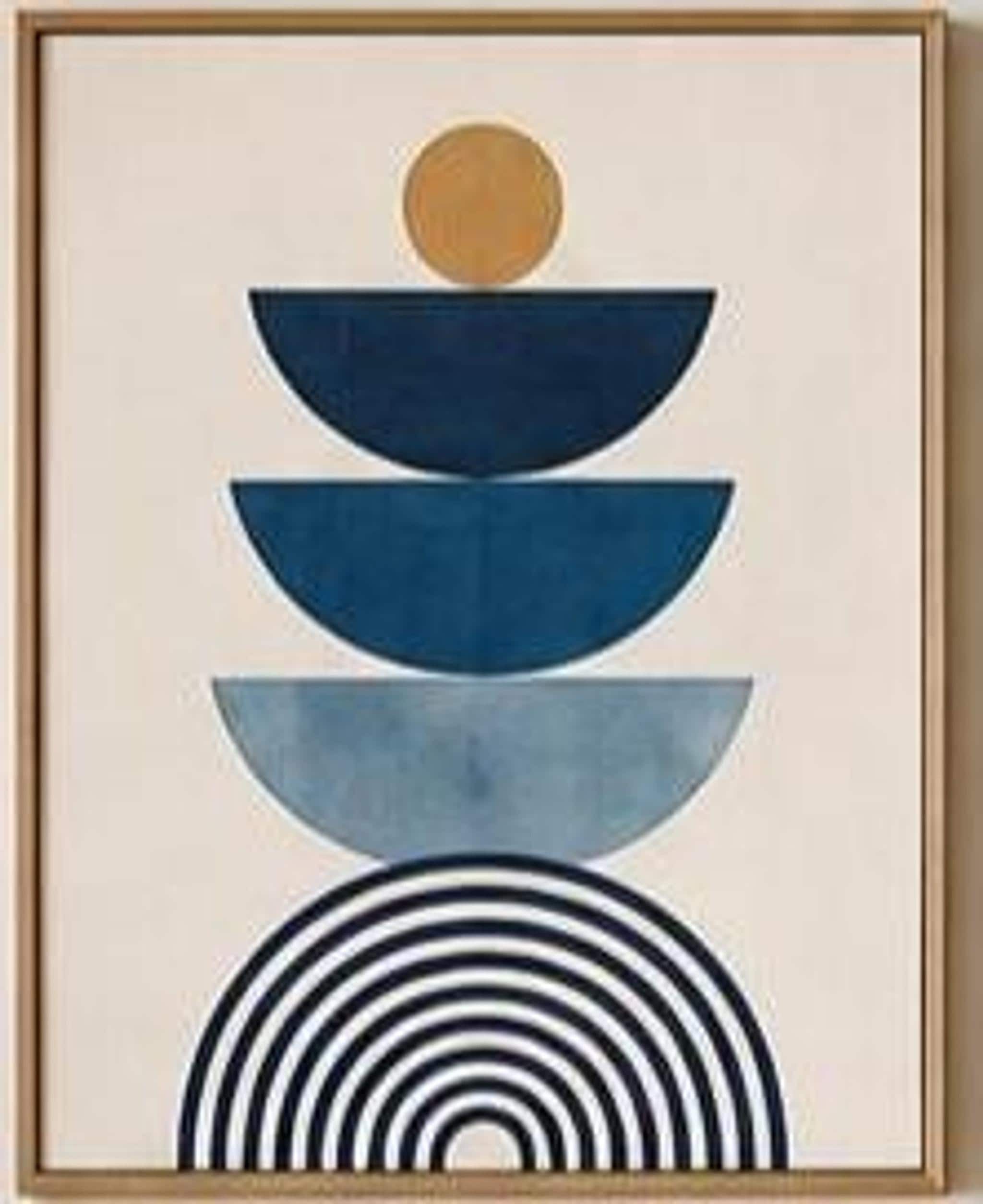 Decorative Glass Blue Abstract Wall Art Set, Mid-Century Modern Digital Download, view 2