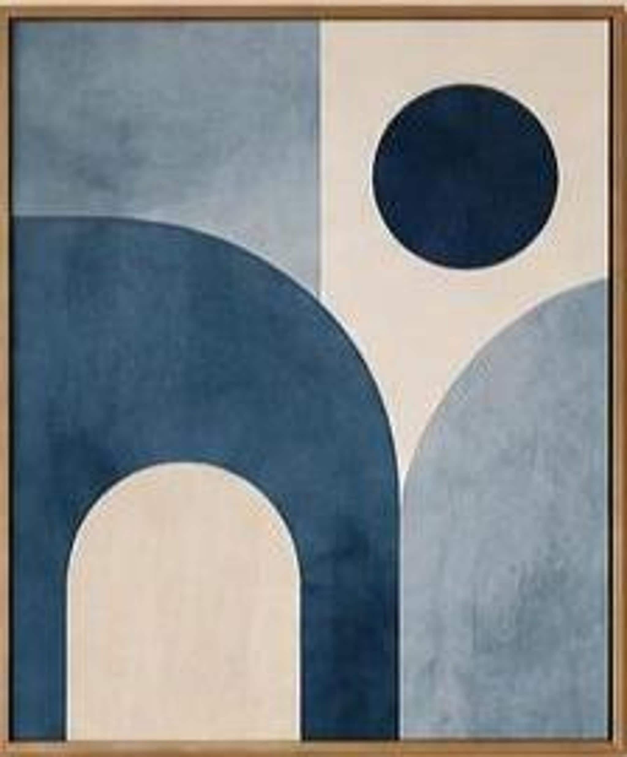 Decorative Glass Blue Abstract Wall Art Set, Mid-Century Modern Digital Download, view 3