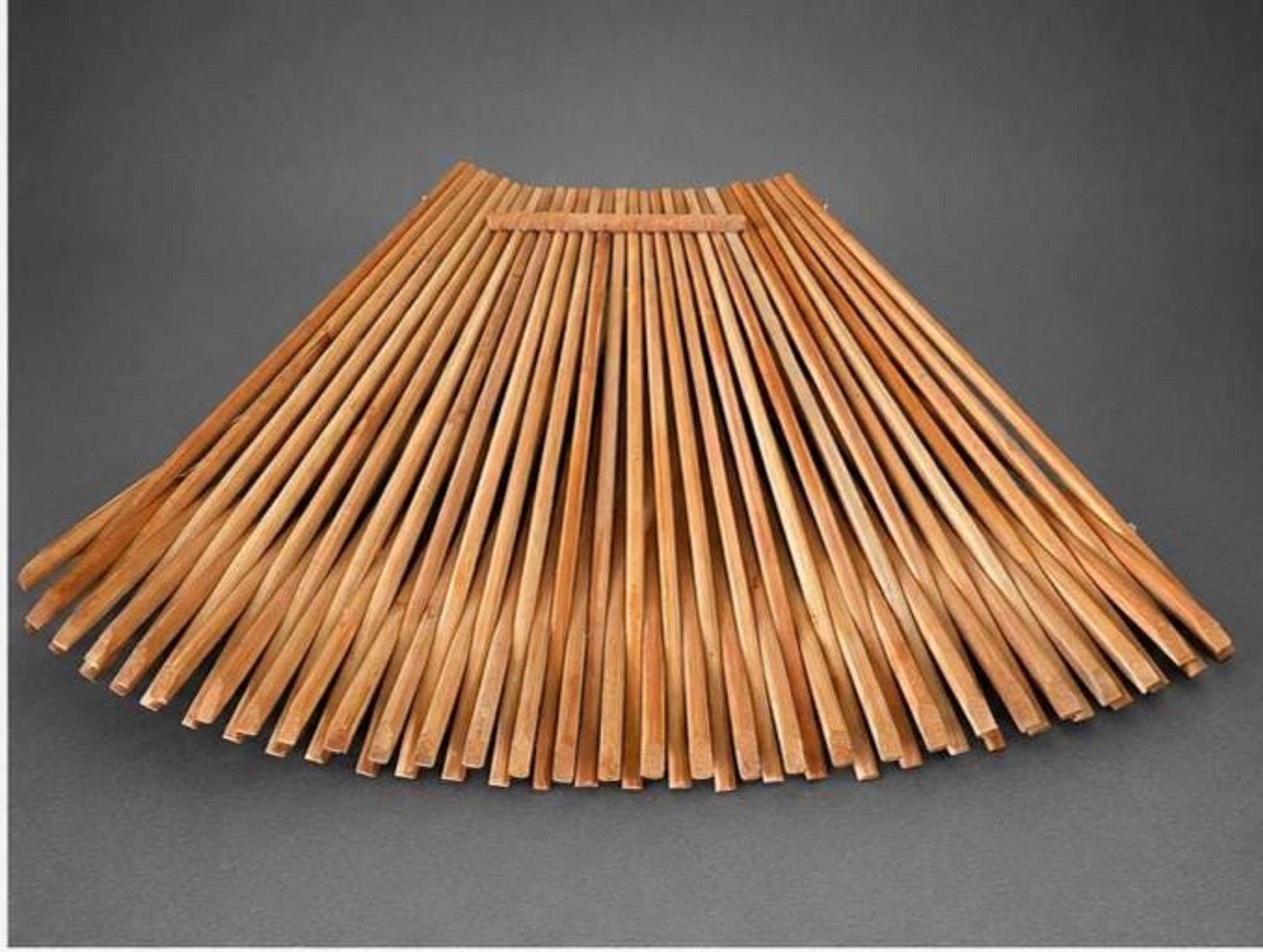 Vintage Collapsible Bamboo Fruit Basket, Wooden Slat Folding Bowl, Expandable Wood Trivet Tray, Mid Century Wood Fruit Bowl, view 5