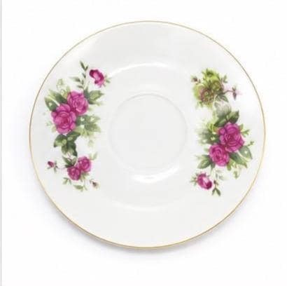 Vintage Pink Rose Floral Teacup & Saucer | Gold Trim Bone China (English Style), view 4
