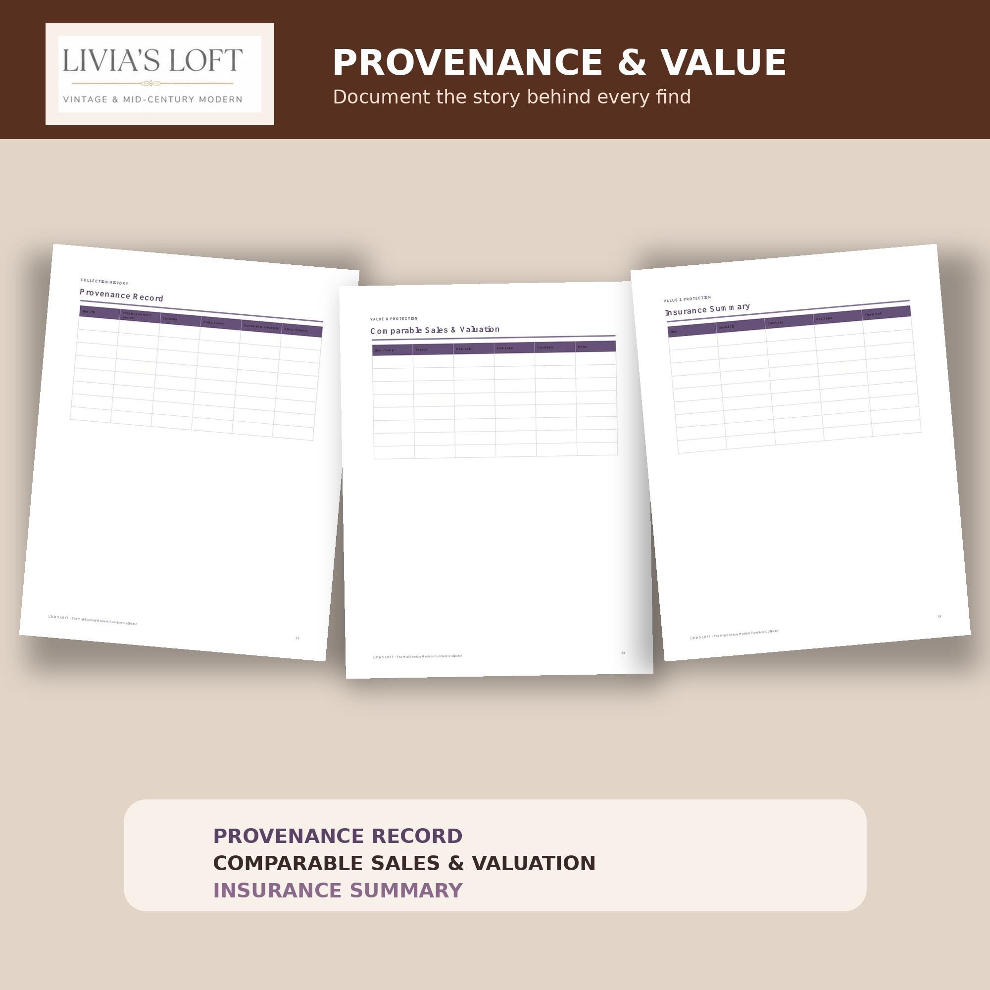 MCM Furniture Collector Journal | Inventory, Provenance, Value Log (Digital Download), view 4