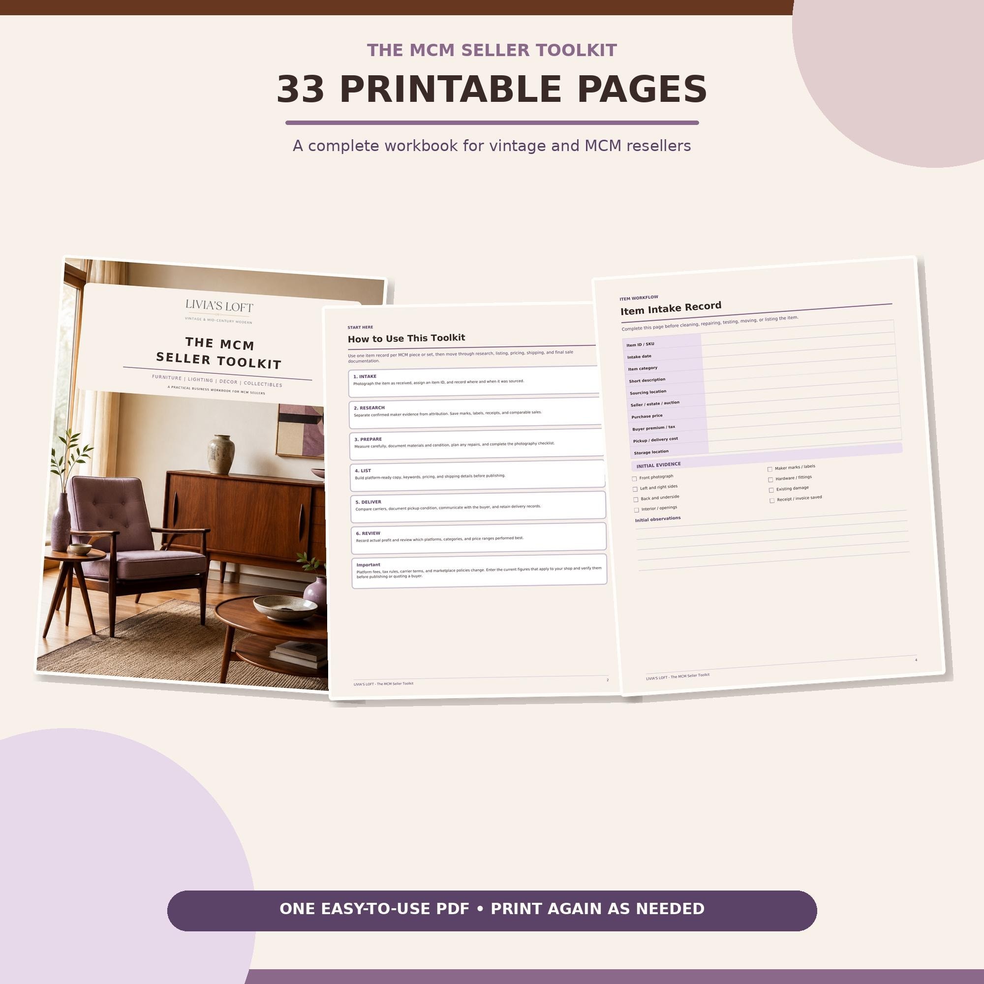MCM Furniture Seller Toolkit, Vintage Reseller Business Planner PDF, view 2