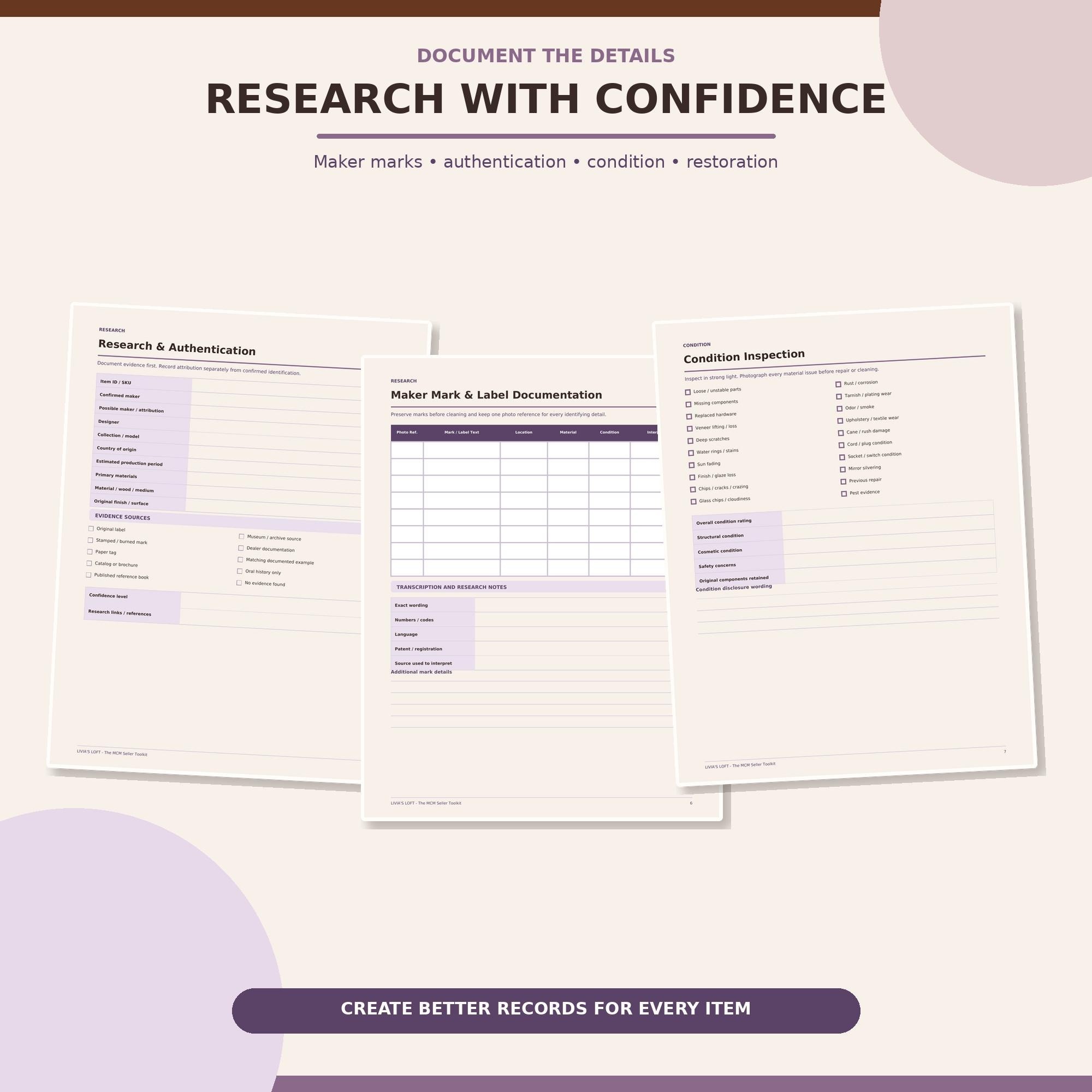 MCM Furniture Seller Toolkit, Vintage Reseller Business Planner PDF, view 4