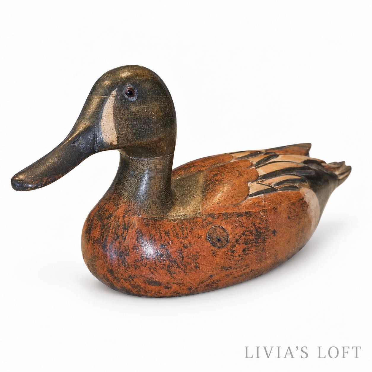 Hand Carved Wooden Duck Decoy Signed Hersey Kyle Jr & Tom Taber Blue Winged Teal Folk Art, view 4