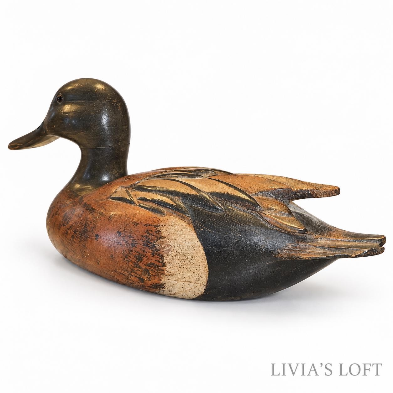 Hand Carved Wooden Duck Decoy Signed Hersey Kyle Jr & Tom Taber Blue Winged Teal Folk Art, view 5