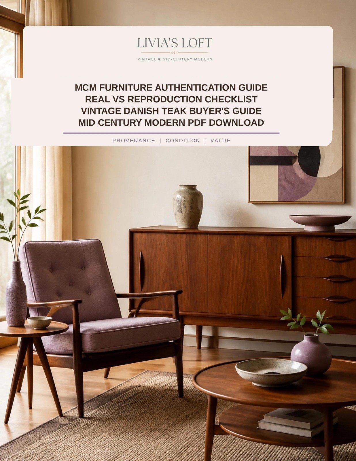 MCM Furniture Authentication, Real vs Reproduction Checklist, Vintage Danish Teak Buyer's Guide, and more PDF Download, view 1