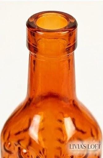 Vintage Orange Textured Glass Bottle | Mid-Century Modern Square Base Vase | Retro Bumpy Apothecary Bottle | Minimalist MCM Home Decor, view 5