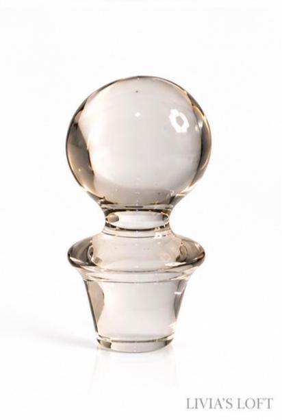 Vintage Fitz and Floyd Glass Decanter Gold Dot Crystal Style Bottle Round Stopper 10.5” Barware Liquor Decanter Hollywood Regency, view 6