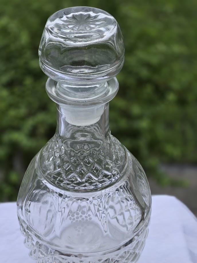 Vintage Crown Royal Glass Decanter with Stopper | Cut Whiskey Liquor Decanter, view 4