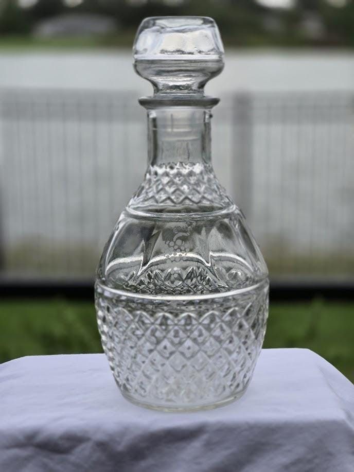 Vintage Crown Royal Glass Decanter with Stopper | Cut Whiskey Liquor Decanter, view 6