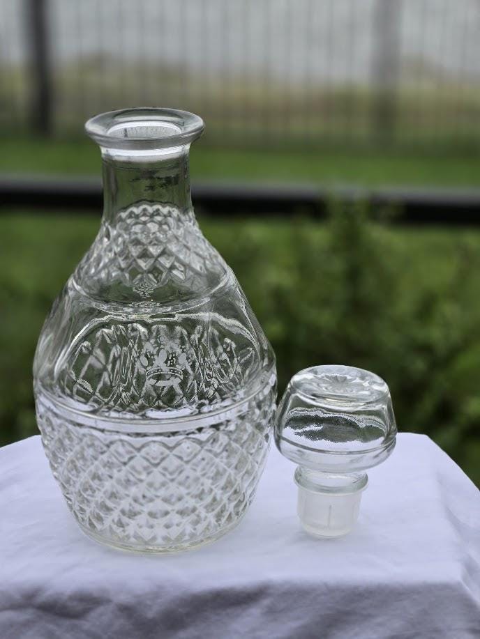 Vintage Crown Royal Glass Decanter with Stopper | Cut Whiskey Liquor Decanter, view 7