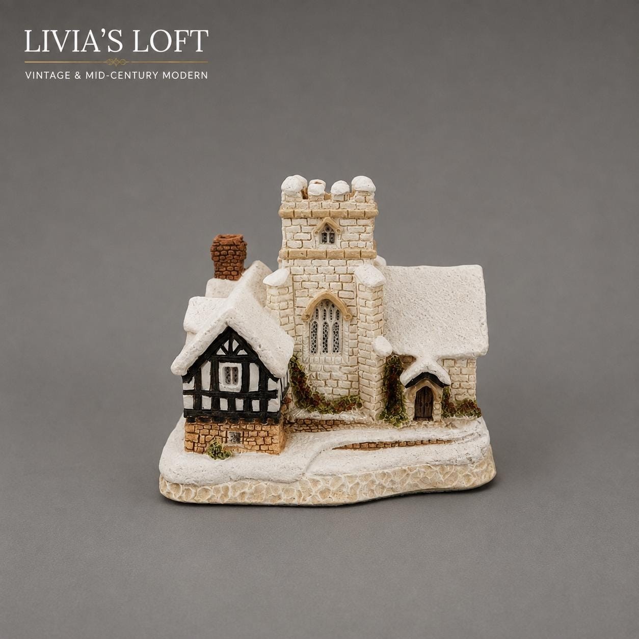 Vintage David Winter A Christmas Carol Cottage Ornament | John Hine Studios Dickens Christmas Village Miniature, view 1