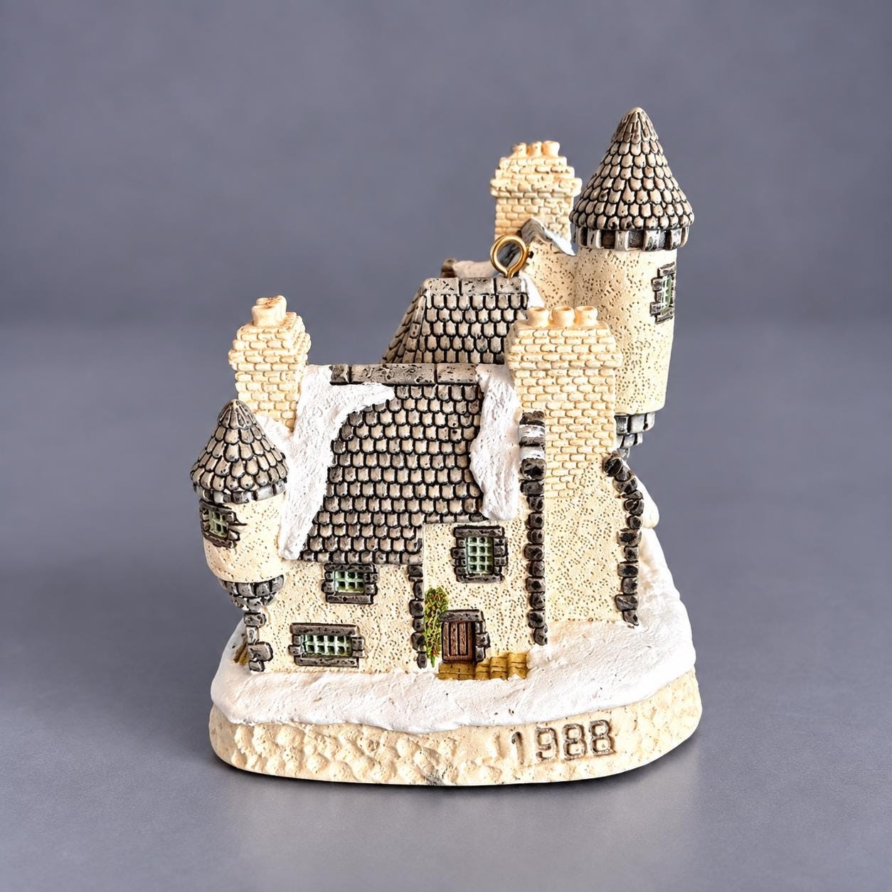 Vintage David Winter Christmas in Scotland & Hogmanay 1988 Cottage Castle Ornament | Scottish Christmas Collectible, view 3