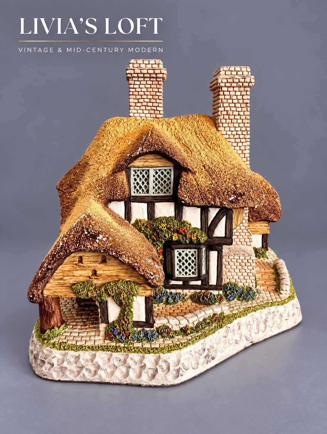 David Winter Moonlight Haven 1991 Cottage | Vintage English Thatched Cottage | John Hine England | Cottagecore Collectible, view 1