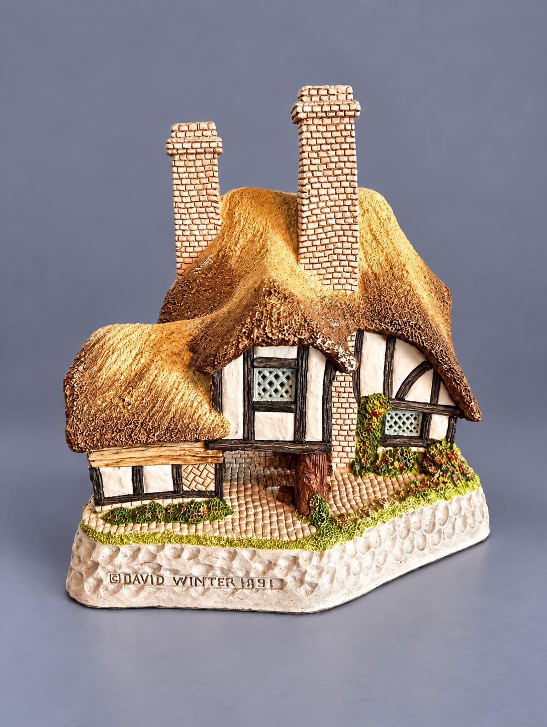 David Winter Moonlight Haven 1991 Cottage | Vintage English Thatched Cottage | John Hine England | Cottagecore Collectible, view 2