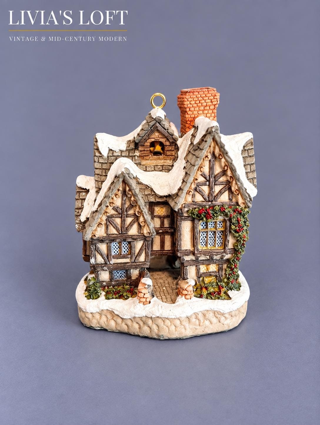 Vintage David Winter Scrooge’s School Ornament | John Hine Studios 1992 Dickens Christmas Cottage, view 1