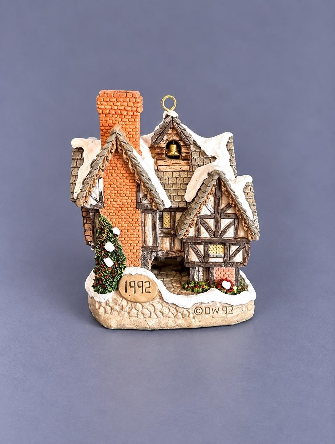 Vintage David Winter Scrooge’s School Ornament | John Hine Studios 1992 Dickens Christmas Cottage, view 2